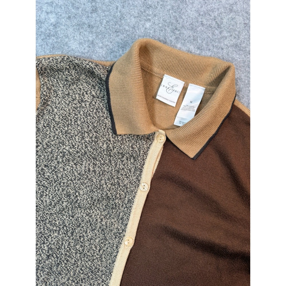 Emma James Liz Claiborne Vintage Colorblock Cardigan Sweater Brown Tan Medium